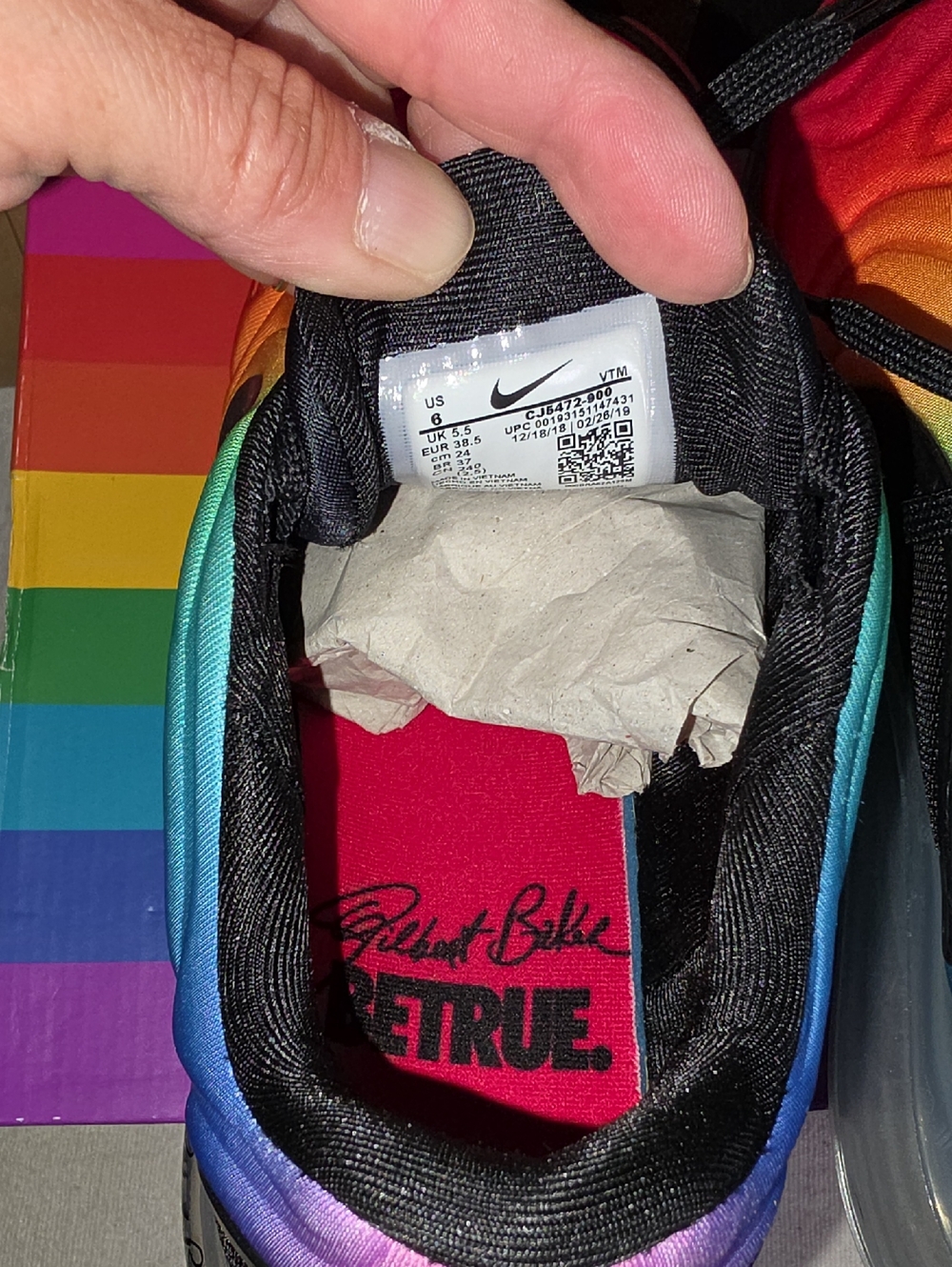 Nike Air Max 720 ‘Be True’ for Gilbert Baker Multicolor CJ5472-90 Men 6 Wmen 7.5 - Picture 8 of 15